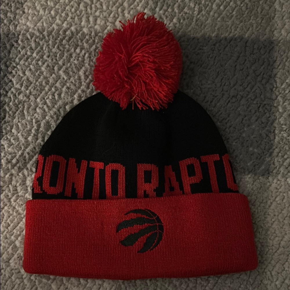 Toronto Raptors Black and Red Pom-Pom Toque